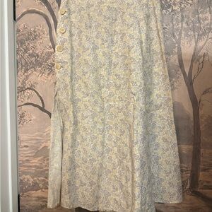 Reformation Women's Yellow Floral A-Line Button Skirt